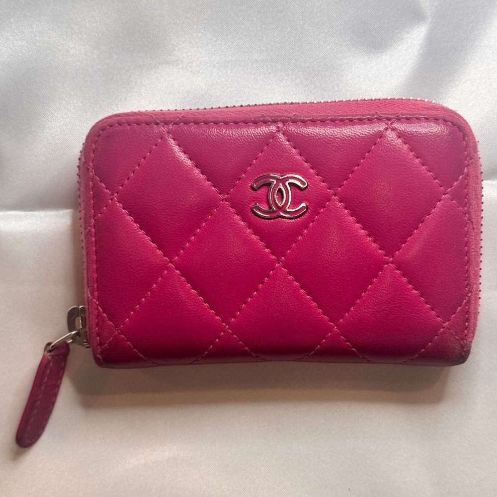 ♥️ Chanel Authentic Pink Leather Card Holder Wallet ❤️ - Picture 4 of 15
